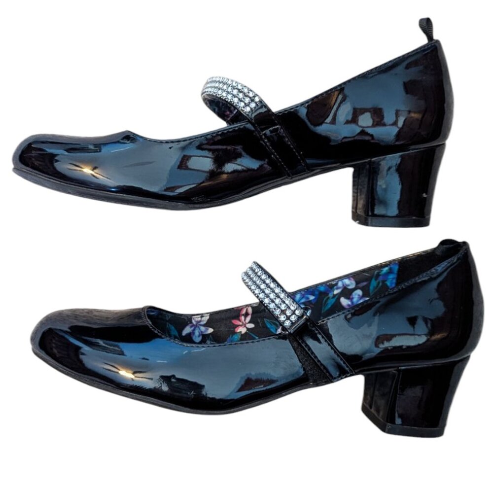 George Dress Shoes Mary Jane Rhinestone Kitten Heels Block Heel Youth Size 5